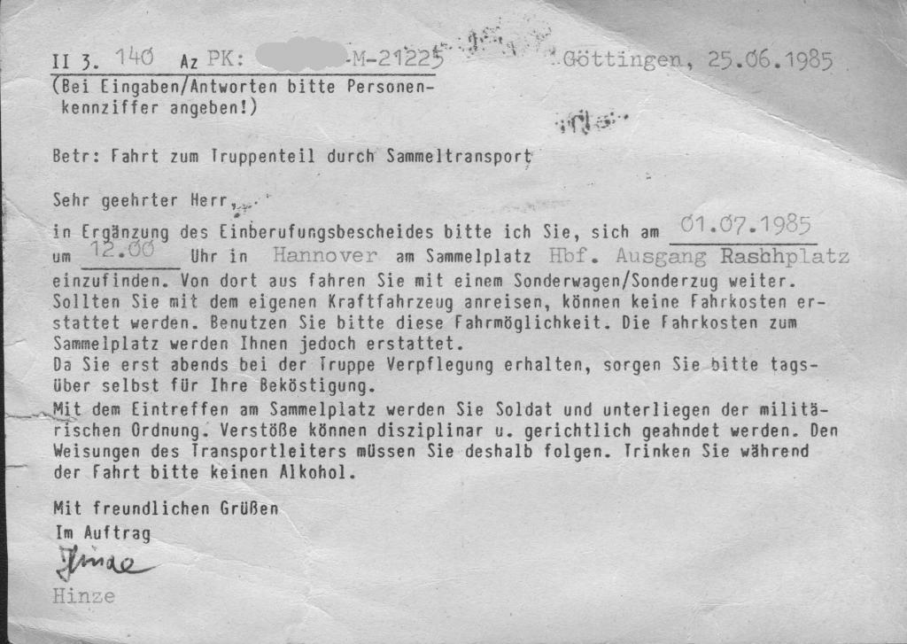 Der Einberufungsbescheid